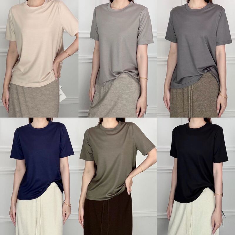 Sa, the King of Texture, with Intricate Craftsmanship and Luxurious Quality, 100-Count Top-Grade Golden Wool Satin-Feel Woven T-Shirt, Short-Sleeved