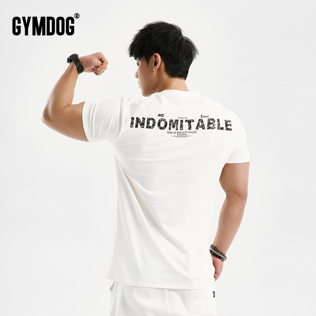 GYMDOG Jim Doug Sport short sleeve T-shirt male tide card printed with sweat and breathable elastic fitness training clothes