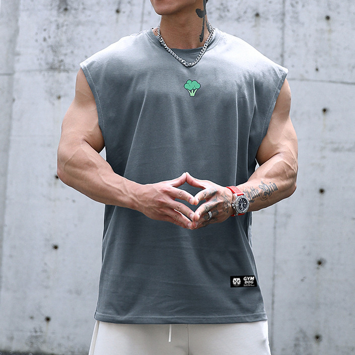 GYMDOG Tide brand broccoli Element Fitness Vest men running training sleeveless waistcoat sports T-shirt clothes