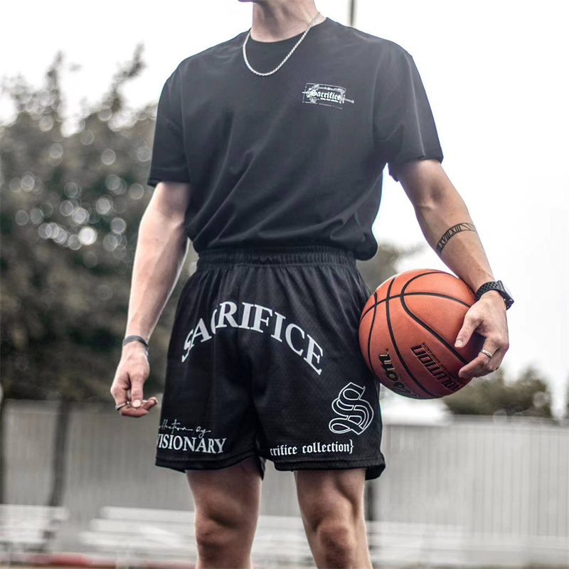 Summer Breathable Mesh Shorts Trendy Brand Men's American Style Knee-Length Sports Training Basketball Shorts High Street Casual Pants