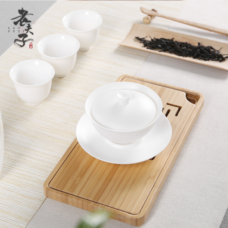 Dehua white porcelain only three tureen ceramic cups manual biscuit firing home the teapot tea bowl size kung fu tea set