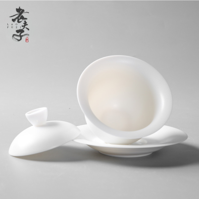 Dehua white porcelain only three tureen ceramic cups manual biscuit firing home the teapot tea bowl size kung fu tea set