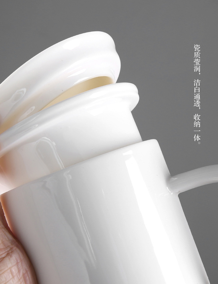 The professor dehua white porcelain tea cups with cover filter home office personal meeting glass ceramic mugs