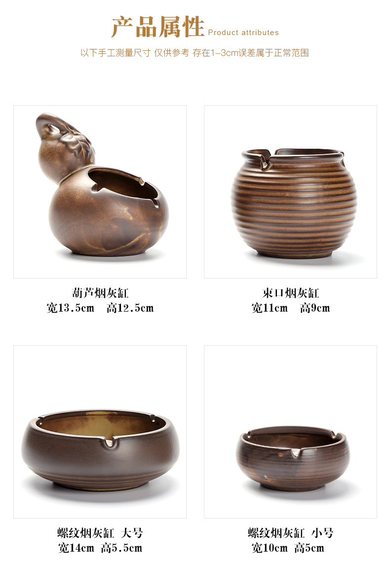 Creative size ashtray Chinese style restoring ancient ways move windproof ceramic ashtray home sitting room tea table office