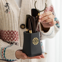 Japanese ebony wood tea ceremony six gentlemen set kung fu tea set kung fu tea accessories 6 Daquan tea tools tea knife spoon clip