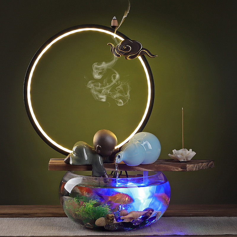 Chinese water device indoor humidifying furnishing articles circulating pump creative ceramic zen living room opening home office