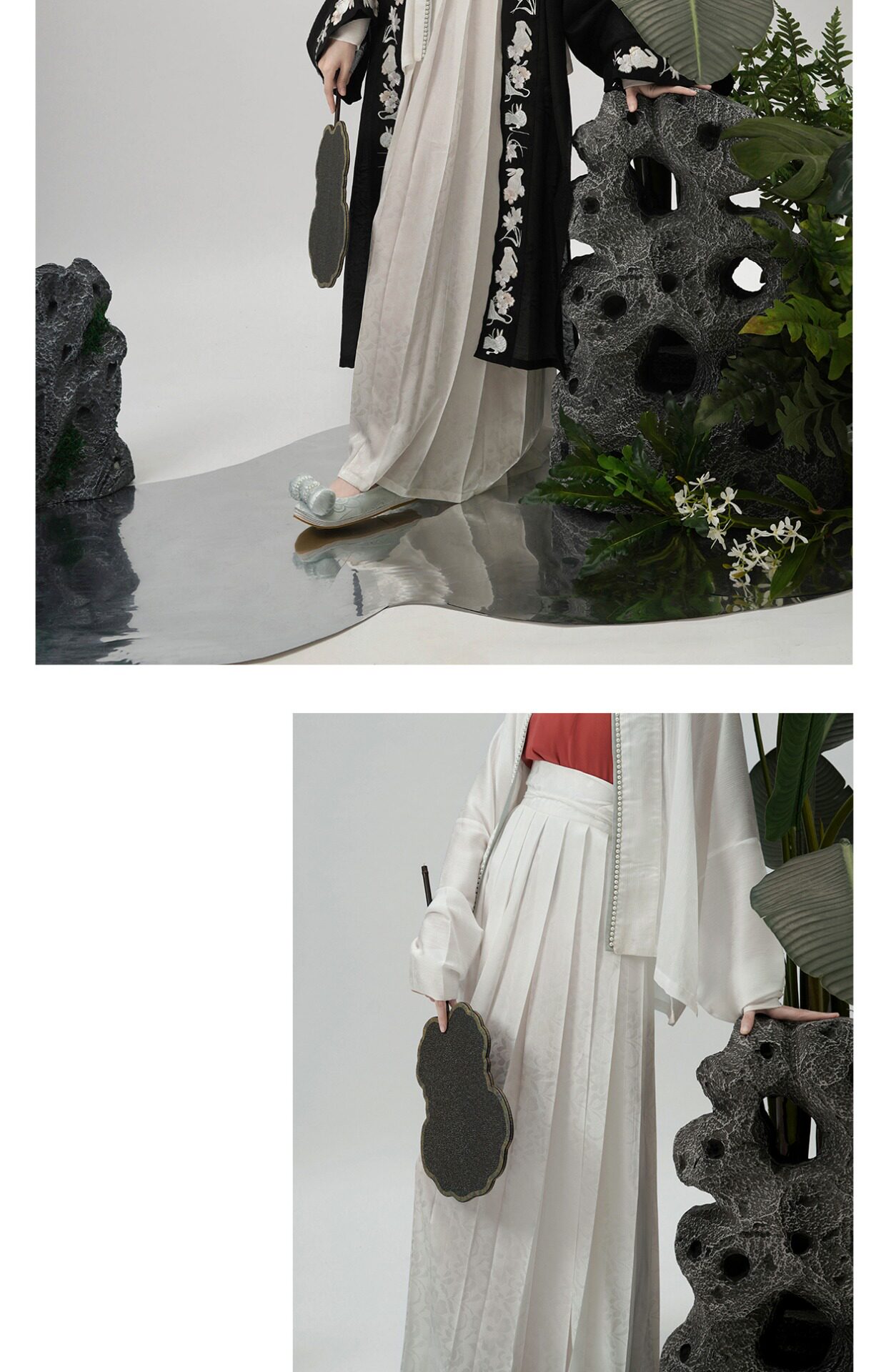 Китайцы одежда наборы 【上遥居】晚云间  宋制 原创汉服 女 春夏款 白色百迭长裙 内搭