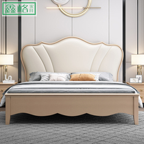 Light luxury solid wood bed modern simple double 18 meters French European American net red 15 master bedroom furniture storage wedding bed