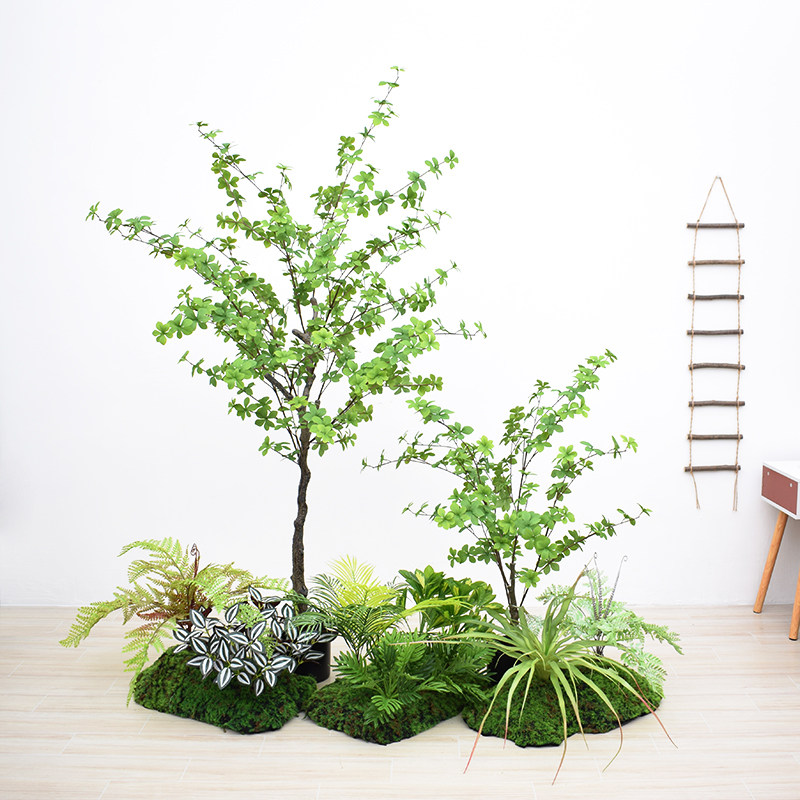 Large simulation plant building view potted plant scenery Living room fake tree indoor green planting floor landscape decoration pendulum piece-Taobao