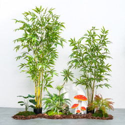Simulated Bamboo Landscaping Indoor Decoration Partition Screen Fake Bamboo Retaining Wall Outdoor Decoration Bamboo Floor-Standing Green Plant Potted Plant