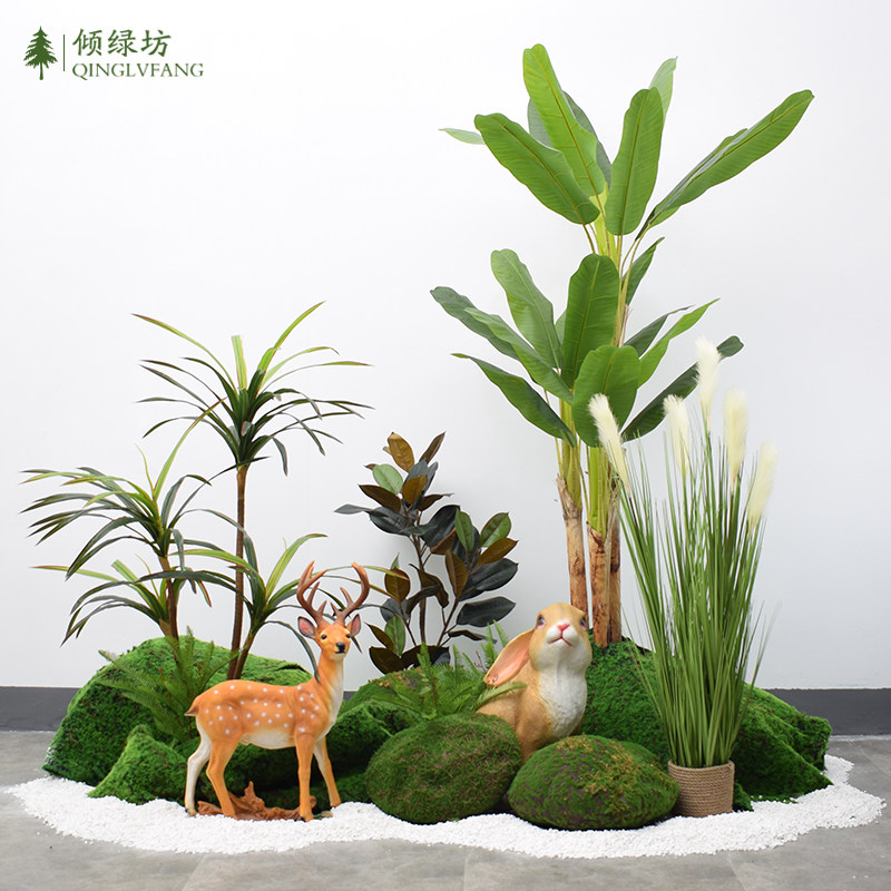 Nordic Emulation Plant Decoration Large Floor Green Planting Landscaped Soft Dress Floral Landscape Shop Window Stairs Pendulum arrangement-Taobao