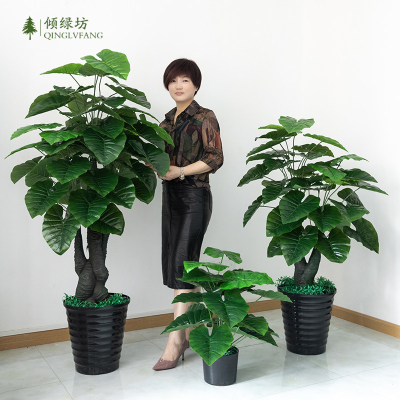 Simulation green plant drip Guanyin fake flower decoration hair treasure tree potted living room large fake tree landing plant bonsai pendulum piece