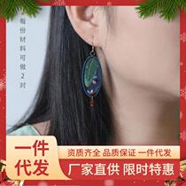 TAO83 double-sided embroidery material package 925 silver earrings banana cherry literary temperament homemade earrings for best friends