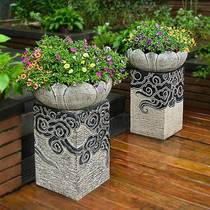 TAO artificial stone pier flower pot base bonsai stand outdoor courtyard decoration garden door flower bed stone drum door pier