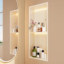 TAOe Cream Style White Stainless Steel Alcove Bathroom Embedded Bathroom Finished Shelf Ready-made TV