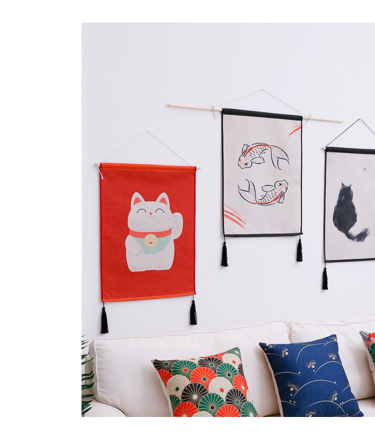 Ông Ma phong cách Nhật Bản đơn giản vẽ tranh trang trí tấm thảm sofa phòng khách tường không khung tranh tấm thảm hiên nhà bức tranh tường - Tapestry 	thảm treo tường hình biển