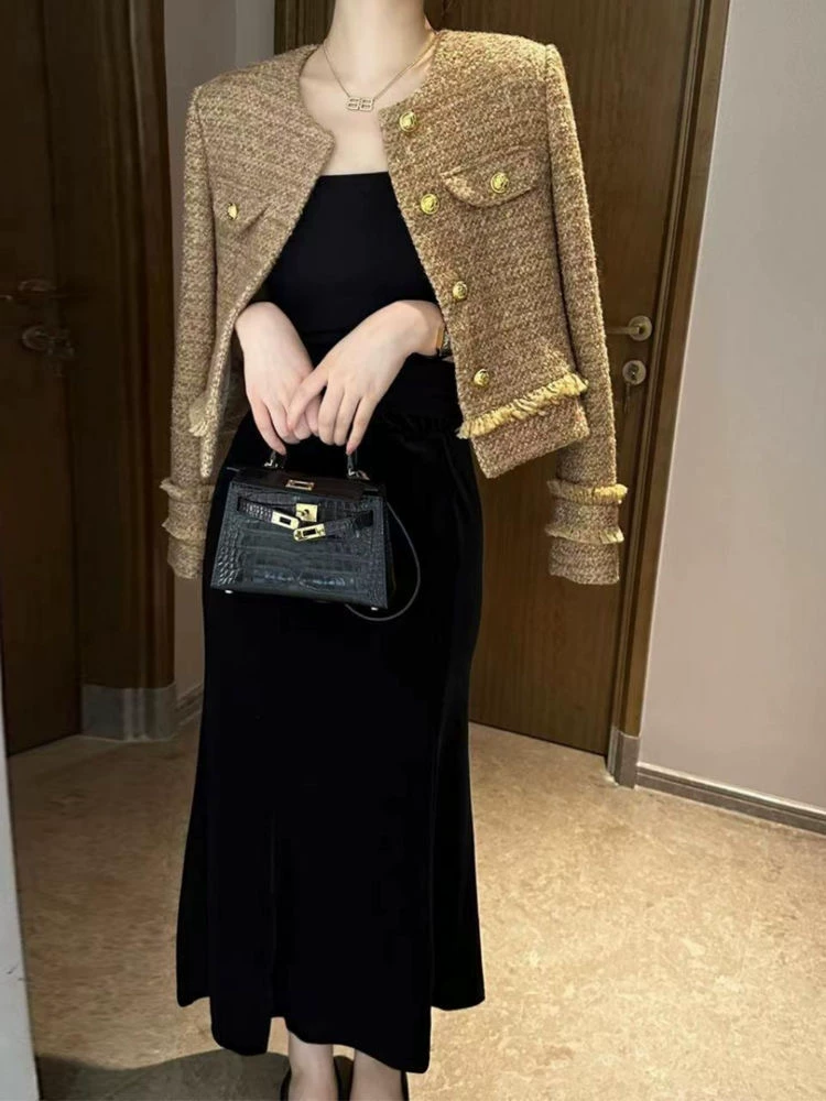 Осенний демисезонный короткий жакет, стиль высокого качества, стиль Chanel, городской стиль, для подростков