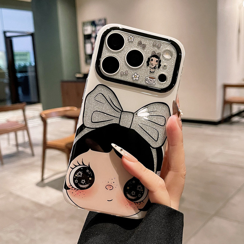 Suitable for Apple 17 Pro Max Phone Case, New 2026 Model with a High-End Feel, Fine Glitter, Bow, and Small Jade Design, Full Coverage for iPhone 16 Pro Max, Instagram Style, Very Attractive for 15 Pro, Niche 17 Protective Case