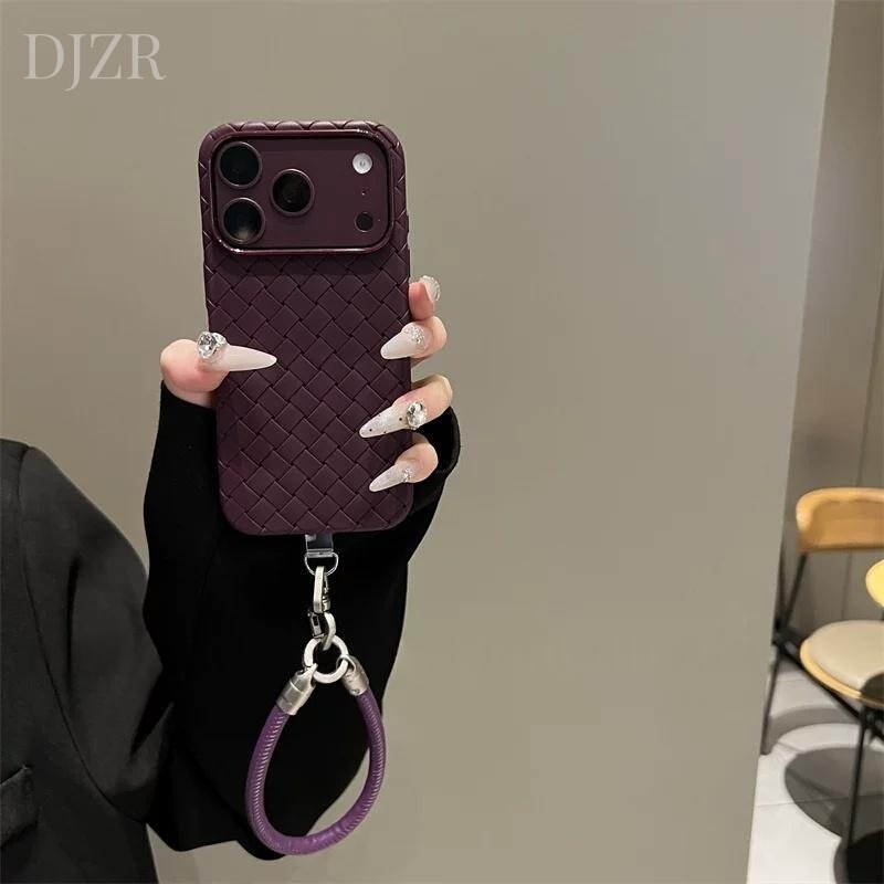 Suitable for Apple 18Promax Mobile Phone Case, New 2026 Woven Pattern Burgundy Red Iphone17Promax Full Cover with Lanyard 16Pro High-End Glacier Blue 15Pro Female 14/13 Suitable for Apple 18Promax Mobile Phone Case, New 2026 Woven Pattern Burgundy Red Iphone17Promax Full Cover with Lanyard 16Pro High-End Glacier Blue 15Pro Female 14/13
