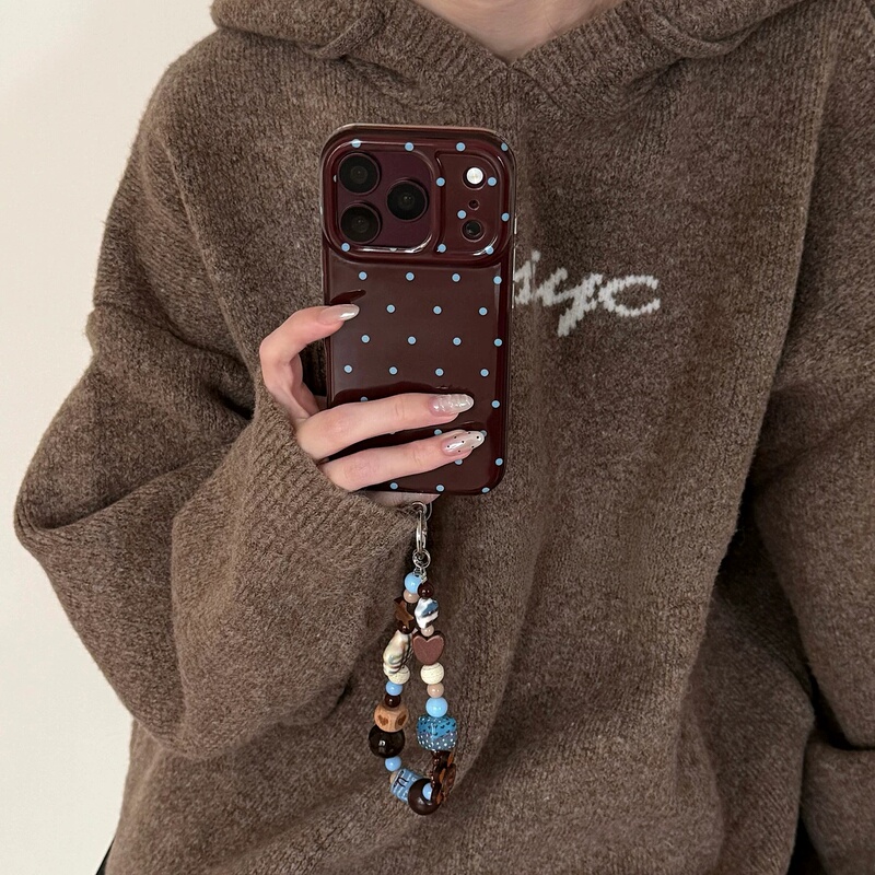 Suitable for Apple 18 Pro Max Phone Case, New 2026 Retro Blue-Brown Polka Dot iPhone 17 Pro Max Deep Cherry Red 16 Pro Full Coverage High-End Feel 15 Very Beautiful ins Style 18 Protective Case Suitable for Apple 18 Pro Max Phone Case, New 2026 Retro Blue-Brown Polka Dot iPhone 17 Pro Max Deep Cherry Red 16 Pro Full Coverage High-End Feel 15 Very Beautiful ins Style 18 Protective Case