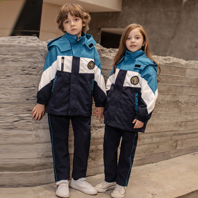 Primary school students' jackets winter school uniform suit children's class service autumn and winter models kindergarten garden uniform three-piece winter blue