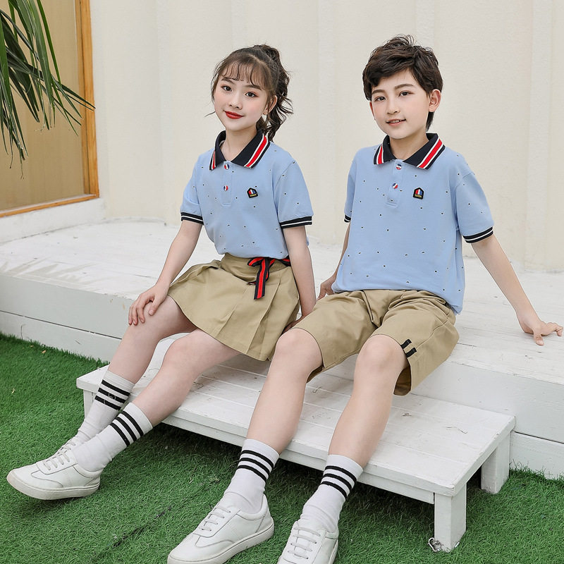 Elementary school students summer class uniforms kindergarten garden uniforms summer school uniforms middle-aged children graduation photo suits 61 performance costumes