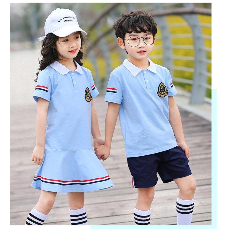 Quần áo mẫu giáo mới mùa hè 2019 đồng phục trường tiểu học trẻ em phục vụ lớp thể thao phù hợp với quần áo biểu diễn gió Anh - Đồng phục trường học / tùy chỉnh thực hiện váy trẻ em hàn quốc