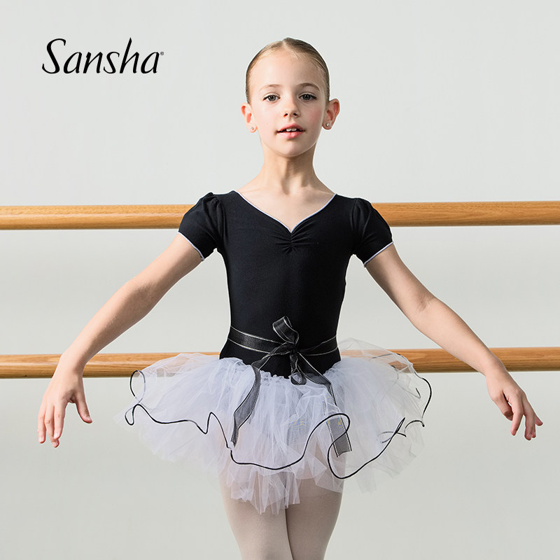Sansha France Sansha Children's ballet dancer Tutu yarn dress rehearsal for the open crotch Long sleeves Out of service