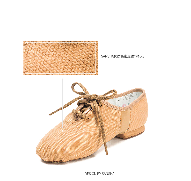 Sansha France Giày Sansha jazz vải khiêu vũ giày đế mềm có dây đeo ngắn với giày nhảy hiện đại - Khiêu vũ / Thể dục nhịp điệu / Thể dục dụng cụ giầy múa trẻ em