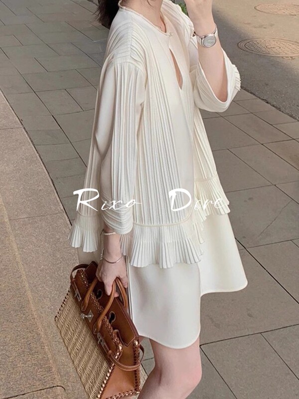 Rixo Dore French-Style Formal Occasion White Dress 2024 New Petite Dress with High-Quality Texture