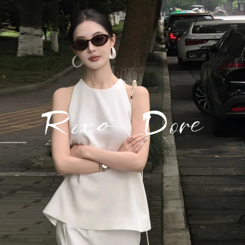 Rixo Dore French-Style High-End Elegant Sleeveless Top for Women, Summer High-Waisted Slimming Skirt Fashion Set Rixo Dore French-Style High-End Elegant Sleeveless Top for Women, Summer High-Waisted Slimming Skirt Fashion Set