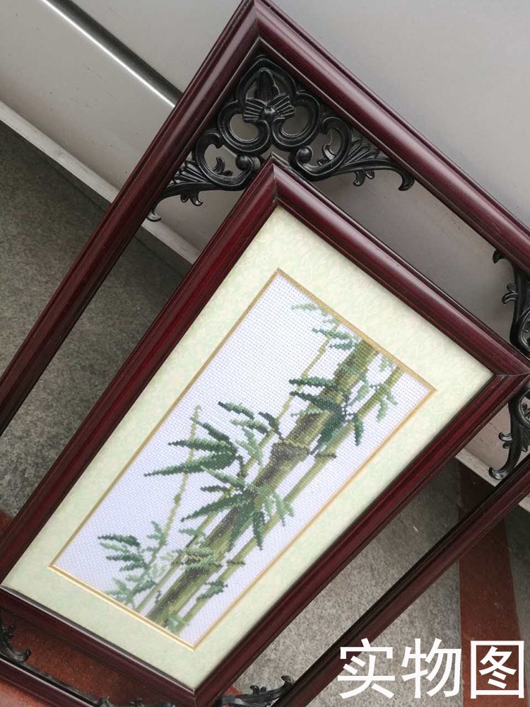 Plum orchid bamboo chrysanthemum cross-stitch framed corner flower frame double frame Chinese style retro hollow Chinese medicine health care picture frame