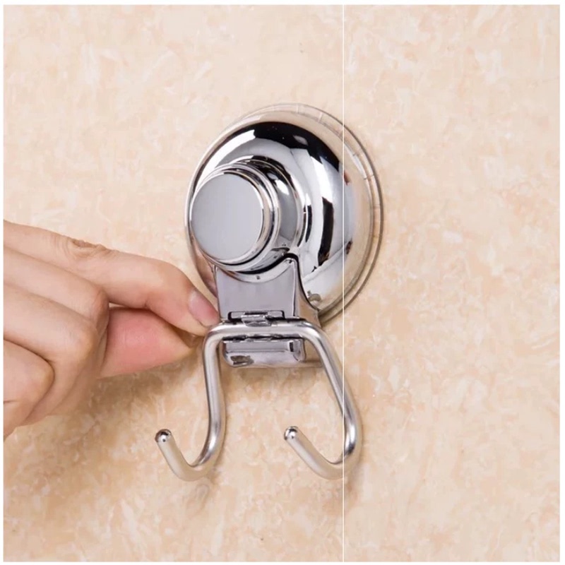 304 Creative Kitchen Stainless Steel Strong Suction Cup Double Hook Vacuum Traceless Nail-Free Adhesive-Free Strong Hook