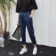 Mùa xuân Harajuku Harlan jeans hoang dã quần lỏng lẻo nữ sinh Hàn Quốc quần bfulzzang cà rốt quần sooc bò nữ