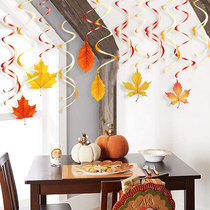 Shop window autumn style ring creation Maple Leaf pumpkin pine cone flag Thanksgiving theme scene layout