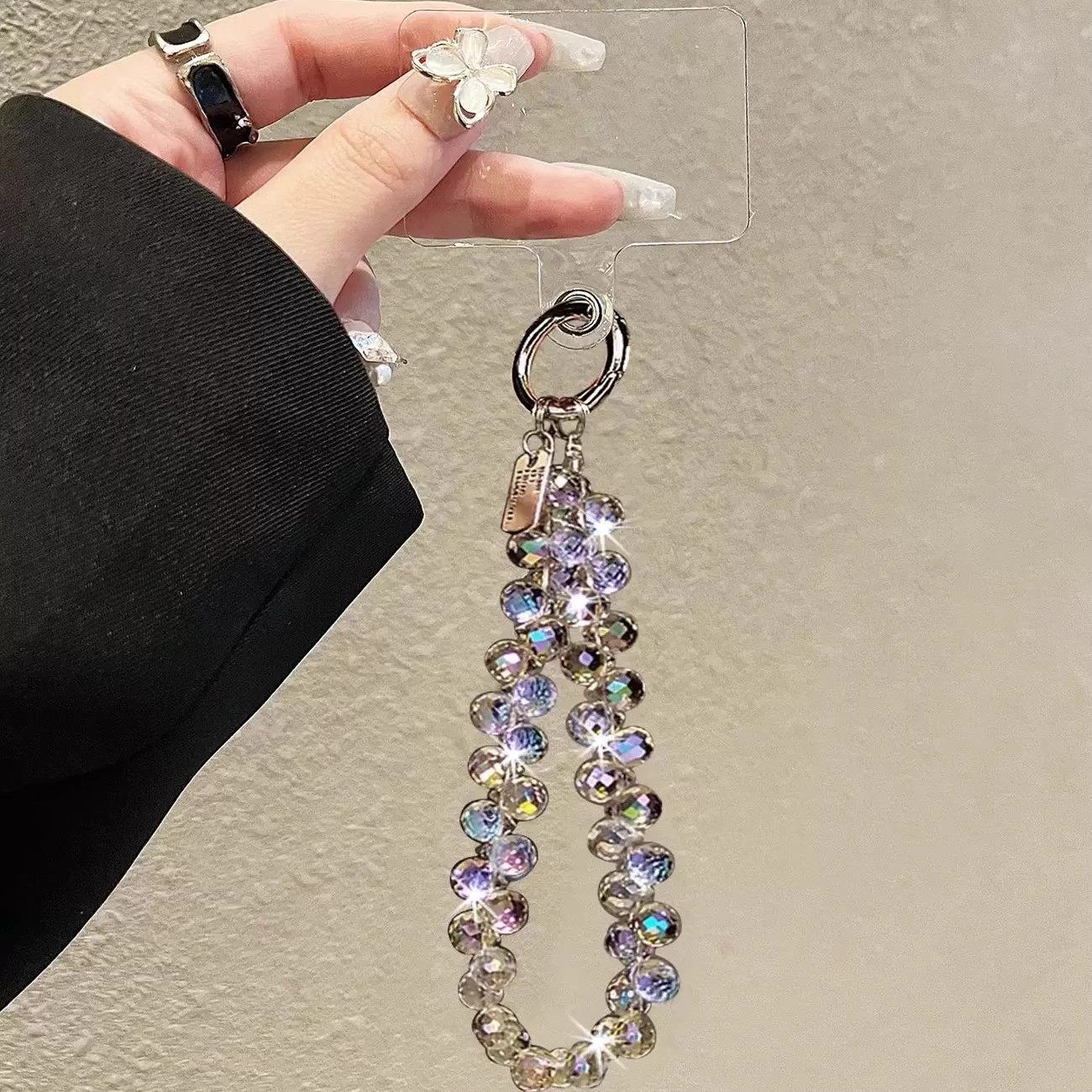 Luxurious and High-End Crystal Handbag Chain Wrist Strap Short Lanyard with Clip Phone Case Keychain Bag Pendant Trendy