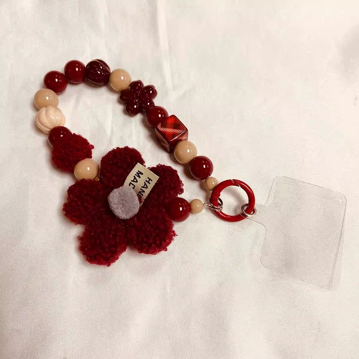 Plush Flower Bead Mobile Phone Chain Lanyard, Fashionable and High-End Wrist Accessory, Phone Case Keychain Bag Pendant