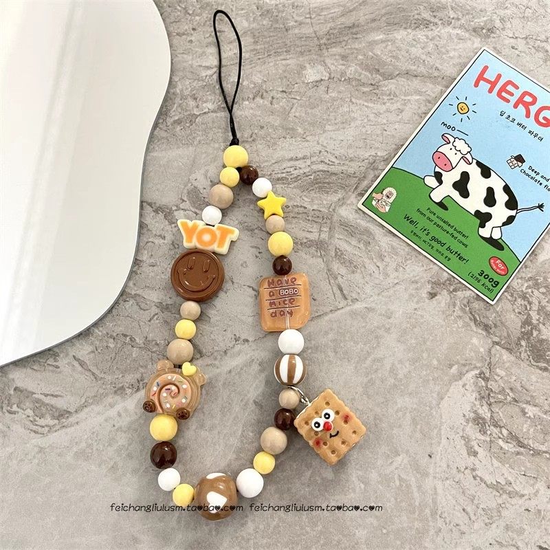 Fun Cookie Phone Chain, High-End Short Pendant, Wrist Decoration, Camera Lanyard, Original Hanging Chain, Cute Chain