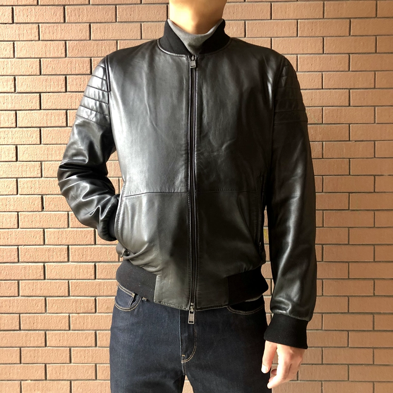 Cow X chính hãng Hugo boss mùa thu và mùa đông da nam màu đen da đường phố xe máy đồng phục bóng chày đồng phục triều công cụ áo khoác - Quần áo lông thú