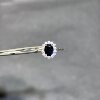 18k white gold natural sapphire ring Princess Diana style