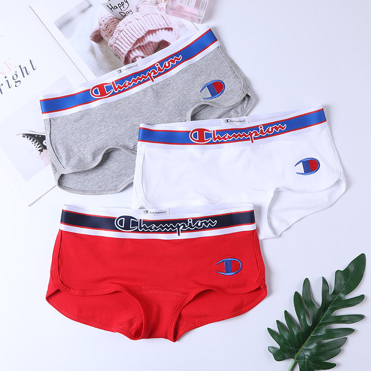 Pure cotton women's underwear small flat angle sexy large size solid color medium low waist wide edge embroidery Neutral LES sports simple