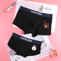 Couple underwear cotton sexy tide male flat corner female triangle letter breathable cartoon cute solid color low waist simple