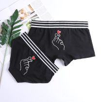 Red couple underwear cartoon can love pure cotton sexy simple U convex tide male flat corner women triangle wide side set