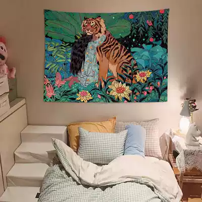 ins background cloth girl and Tiger fresh cloth girl bedroom large Wall cloth rental room bedside decoration tapestry