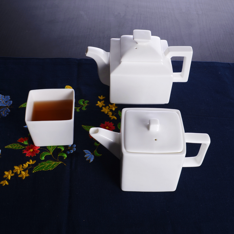Teapot ceramic household teapot bone china teapot tea set modern minimalist square pot afternoon tea kung fu tea