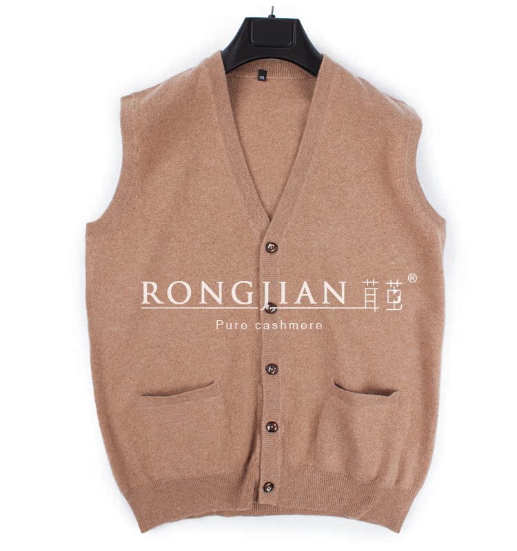 V-cổ cha trung niên lỏng lẻo cashmere đan vest nam áo len giản dị áo len vest nam cao cấp