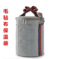Round hand-held felt cloth lunch box aluminum foil insulation bag portable with rice bag student lunch bag heat preservation