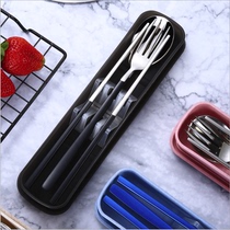 Korean 304 portable tableware stainless steel creative gift tableware set students portable three-piece set chopsticks spoon Fork