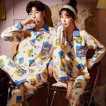 Crayon Xiaoxin couple pajamas spring and autumn pure cotton long-sleeved home clothes cartoon cute men and women autumn and winter thin suit