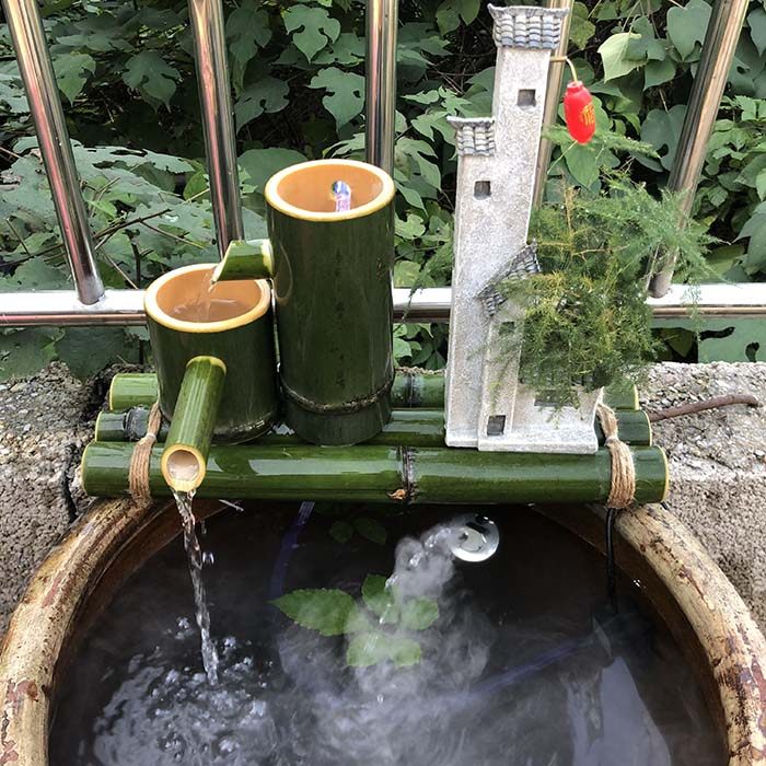 Bamboo Flowing Water Instrumental Fish Pond Decoration Pendulum Decorated Bamboo Filter Fake Mountain Flowing Water Fish Tank Stone Trough Cycle Oxygenation System